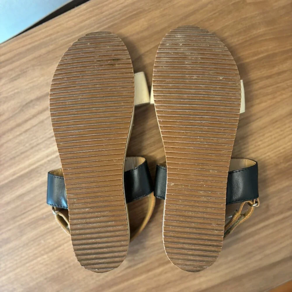 Nisolo Go-To Flatform Sandal in Bone/Black Colorblock, Size 9 - Picture 6 of 6